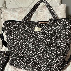 Poppy & Peonies Black and Pink Floral Tote